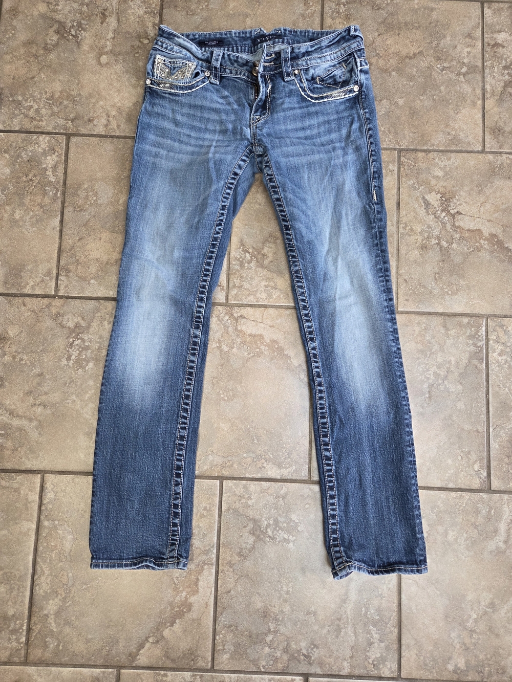 Vigoss Light Blue Straight Leg Jeans with Faded Detail W29L32